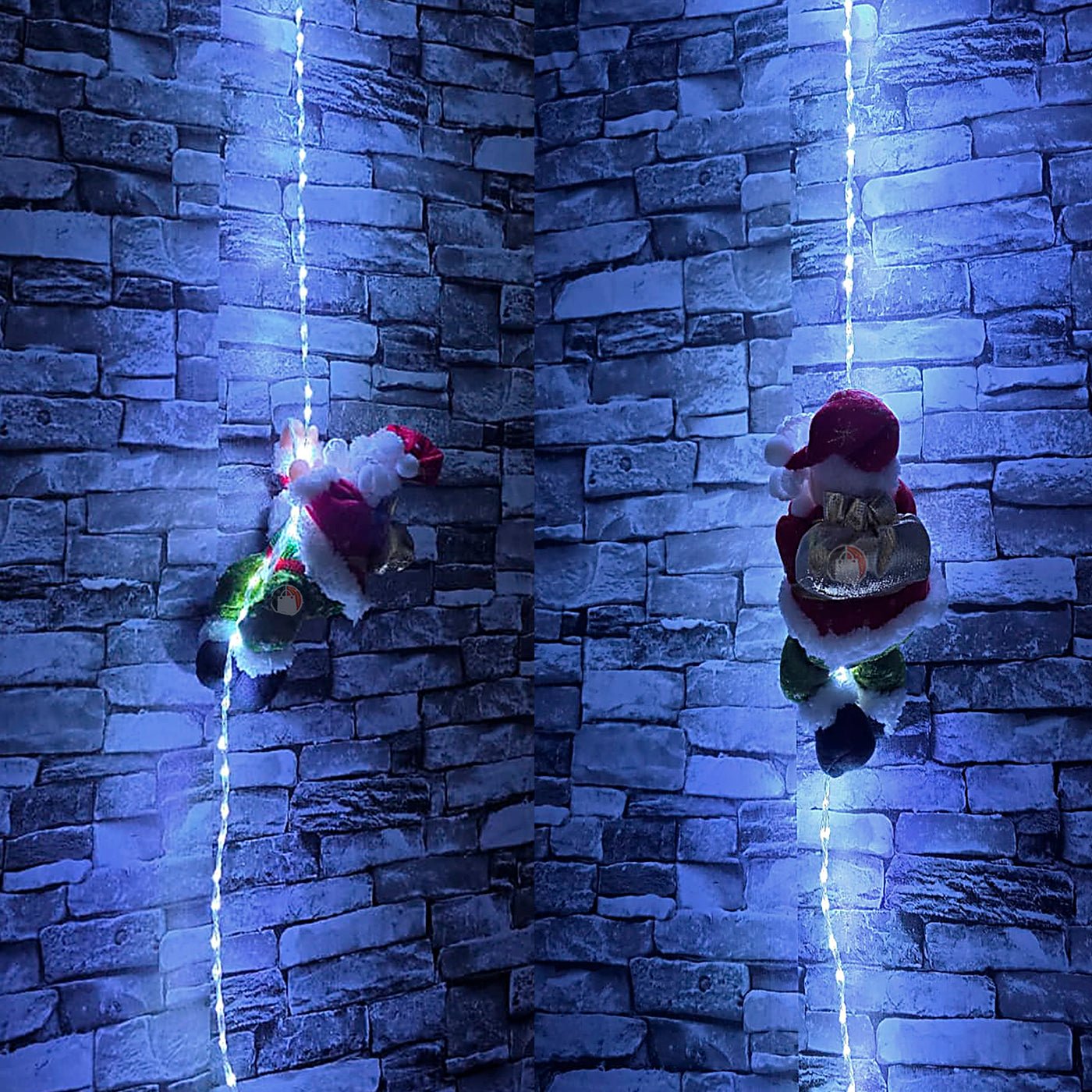 Papá Noel Escalador con Luces LED Multicolor | Decoración Navideña Original 🎄